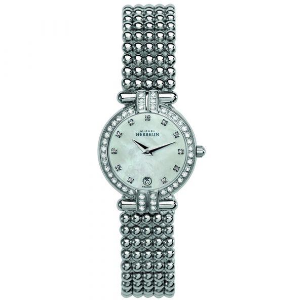Michel Herbelin womens Perle watch with stainless steel case and bracelet model 16873-44XB59