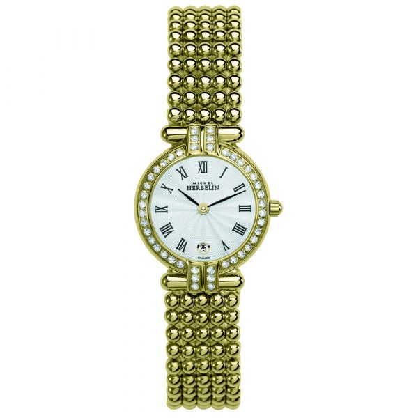 Michel Herbelin womens Perle watch with yellow gold PVD case and bracelet model 16873-44XB08