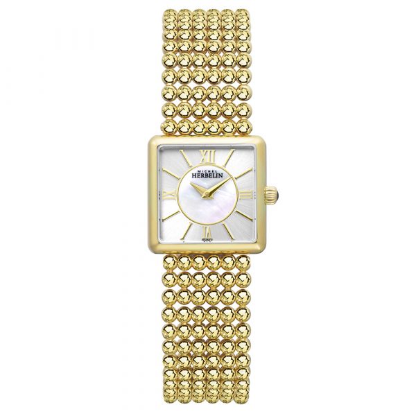 Michel Herbelin womens Perles watch with yellow gold PVD case and bracelet model 17493-BP19
