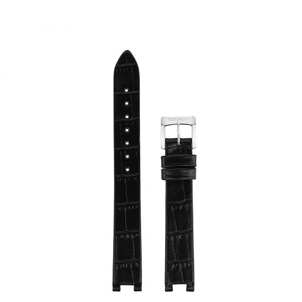 Michel Herbelin watch strap in black croc grain leather with stainless steel buckle for model 1043