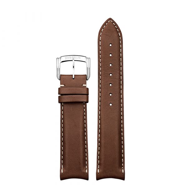 Michel Herbelin watch strap in brown calf leather with stainless steel pin buckle for model 36641