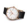 Junghans mens Meister Mega watch with rose gold case and black leather strap model 058-7800.00 angled shot