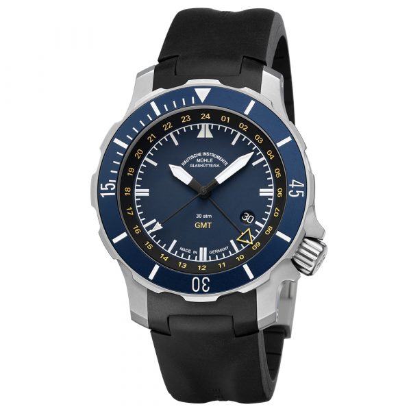 Mühle Glashütte men’s Seebataillon GMT date watch with titanium case and black rubber strap model M1-28-62-KB