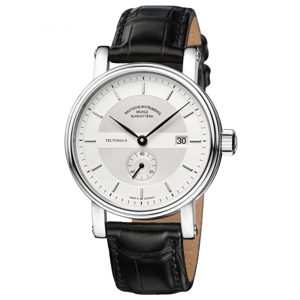 Mühle Glashütte men's Teutonia II Kleine Sekunde/Small Second watch with stainless steel case and black leather strap model M1-33-45-LB