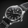Mühle Glashütte men’s Terrasport II Pilot watch with stainless steel case and black leather strap model M1-37-47-LB