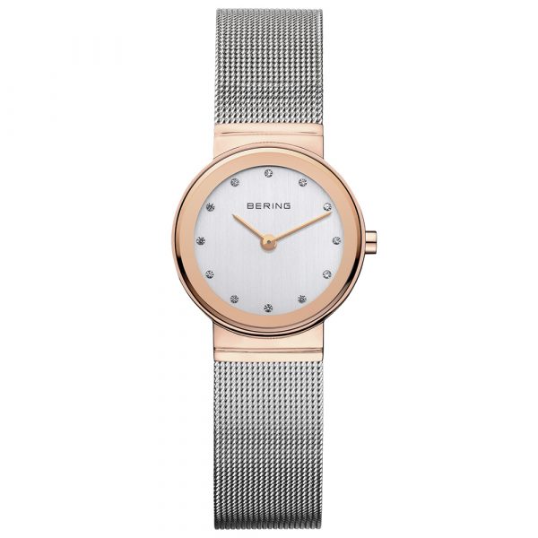 Bering Classic women's watch with rose gold IP case and stainless steel Milanese bracelet model 10126-066
