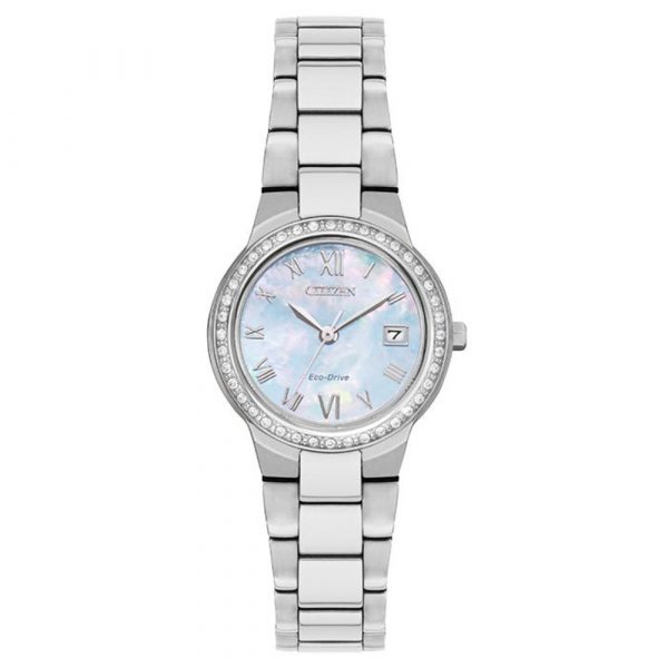 Citizen Silhouette Crystal Eco-Drive women's watch with stainless steel case and bracelet model EW1990-58H