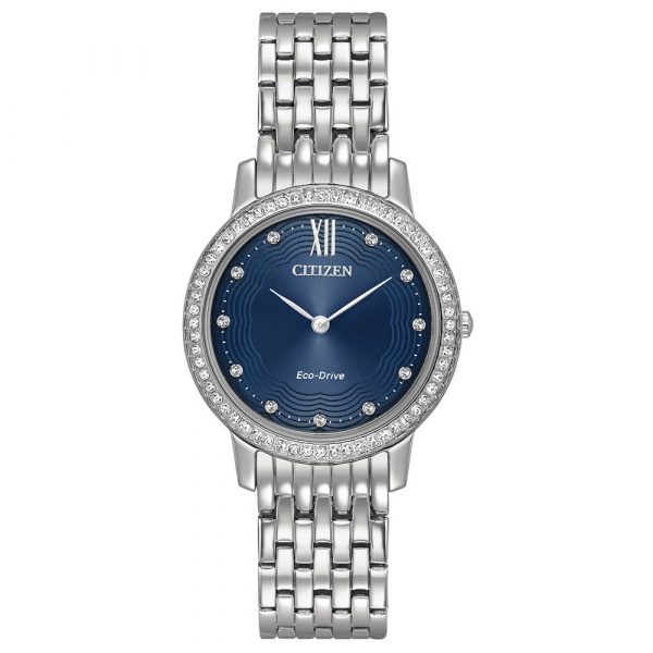 Citizen Silhouette Crystal Eco-Drive women's watch with stainless steel case and bracelet model EX1480-58L