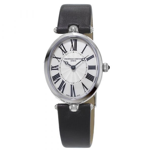Frederique Constant Art Deco Oval stainless steel case with black satin strap model FC200MPW2V6