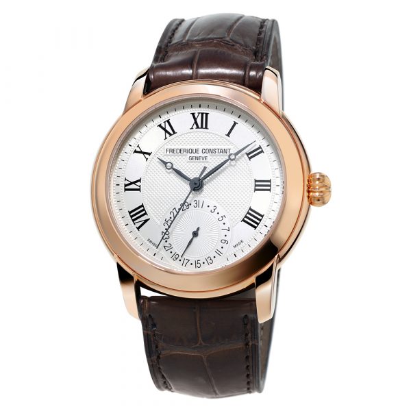 Frederique Constant Classic Manufacture men's watch with rose gold plated case and brown leather strap model FC710MC4H4