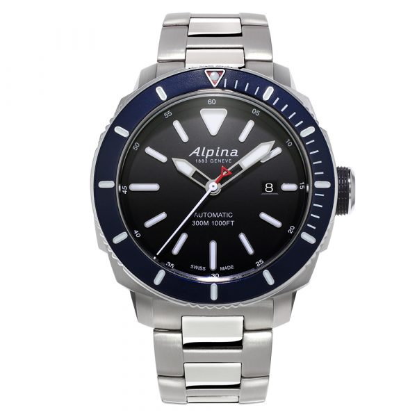 Alpina Seastrong Diver 300m men's watch with stainless steel case and bracelet model AL525LBN4V6B