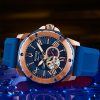 Bulova Marine Star Heartbeat men's watch with rose gold tone case and blue silicone strap model 98A227