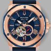 Bulova Marine Star Heartbeat men's watch with rose gold tone case and blue silicone strap model 98A227