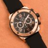 Bulova Marine Star chronograph rose gold IP case and black rubber strap model 98B104