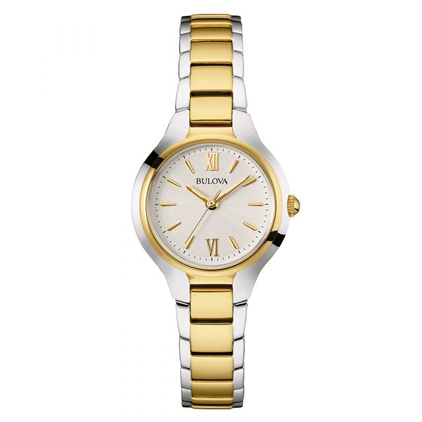 Bulova Classic Collection women's yellow gold tone and stainless steel case and bracelet watch model 98L217