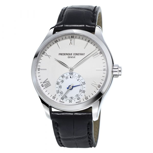 Frederique Constant men's Horological Smartwatch with stainless steel case and black leather strap model FC285S5B6