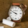 MeisterSinger Urban Opalin Silver men's watch with stainless steel case and tan brown leather strap model UR901_SKK03