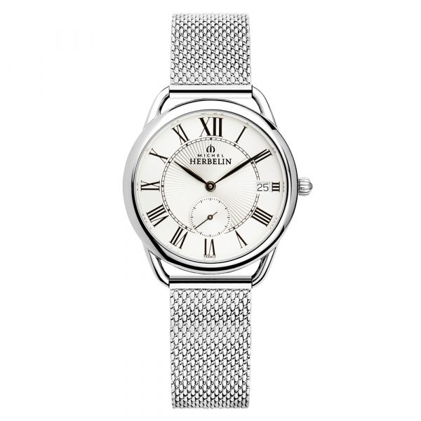 Michel Herbelin Equinoxe women's watch with silver dial and stainless steel case and bracelet model 18397-08B