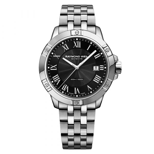 Raymond Weil Tango men's watch with 41mm stainless steel case and bracelet and black dial model 8160-ST-00208