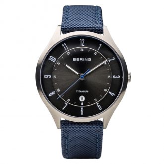 BERING - Titanium Men's Blue Strap Watch 11739-873