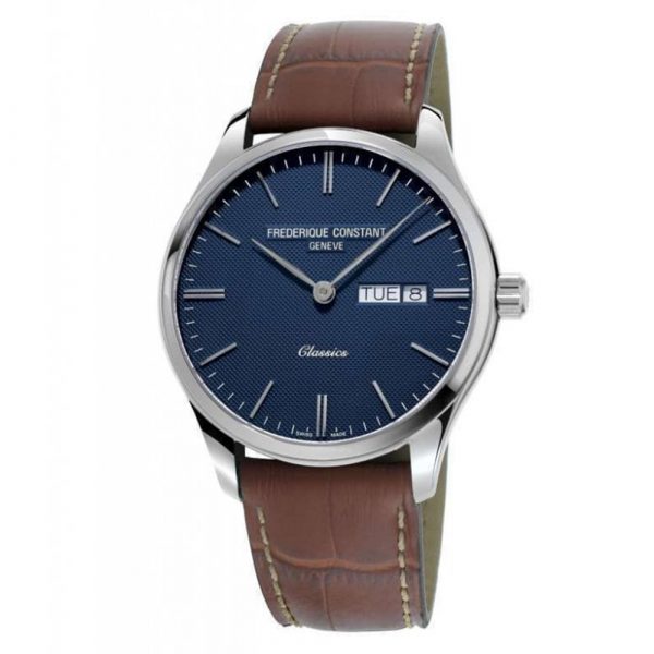 Frederique Constant Classics men's watch with blue dial and brown leather strap model FC225NT5B6