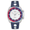 Junghans Automatic 1972 FIS edition limited edition men's watch with stainless steel case, blue strap and white, red and blue dial model 027-4160.44