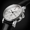 Muhle Glashutte Teutonia II chronograph men's watch with silver dial and black leather strap model M1-30-95-LB