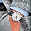 Muhle Glashutte Teutonia II chronograph men's watch with white dial and black leather strap model M1-30-95-LB