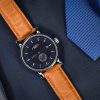 Muhle Glashutte Teutonia II Small Second men's watch with blue dial and tan brown leather strap model M1-33-42-LB