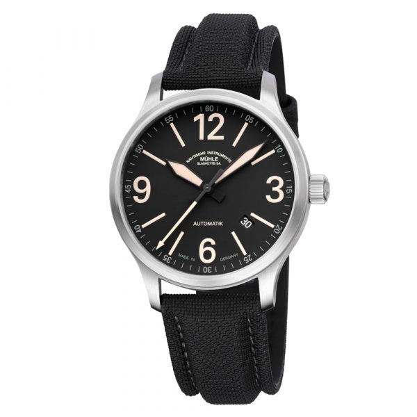 Muhle Glashutte Terrasport III Trail men's watch with black dial and strap model M1-40-14-NB