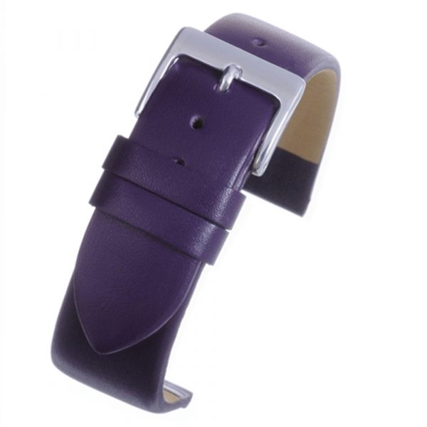Purple plain leather flat profile watch strap model W115