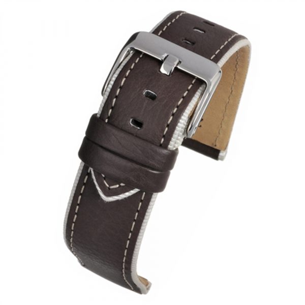 Contrast edge brown leather watch strap model W181