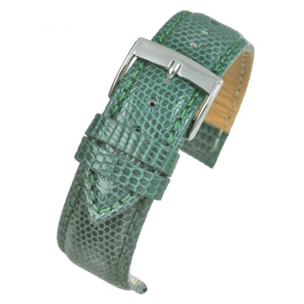 Green Italian made genuine lizard leather watch strap model W686