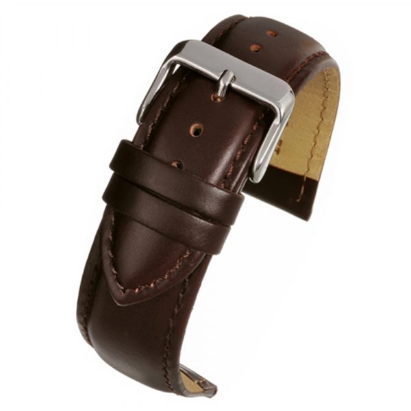 Brown heavy padded calf leather watch strap model W921