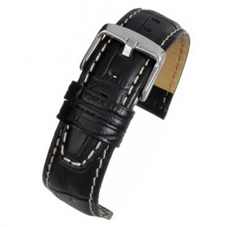 OXFORD Black Alligator Grain Leather Watch Strap WH600