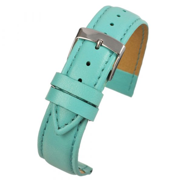 Light blue vegan imitation leather stitched watch strap model WH633