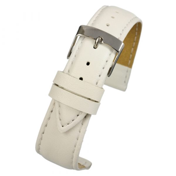 White vegan imitation leather stitched watch strap model WH634