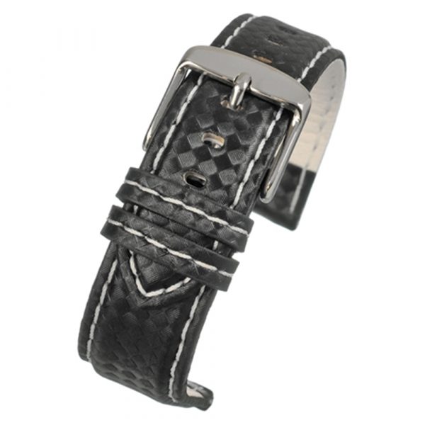 Black carbon fibre grain water resistant watch strap WH644