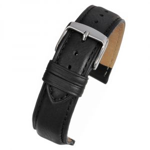 Black padded leather watch strap model WH890