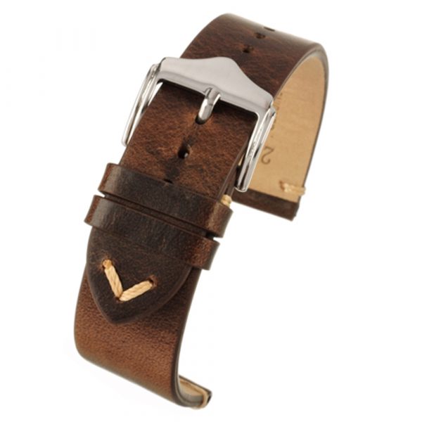 Brown vintage distressed leather watch strap model WV105