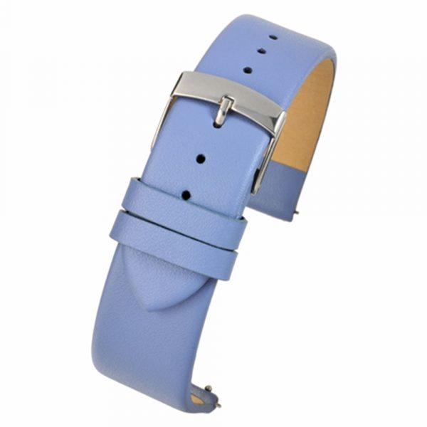 Light blue plain calf leather flat profile quick release watch strap model W103Q