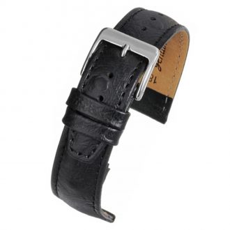 TODD Black Ostrich Grain Leather Watch Strap WH1010