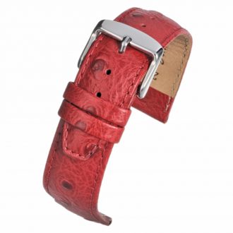 TODD Red Ostrich Grain Leather Watch Strap WH1017