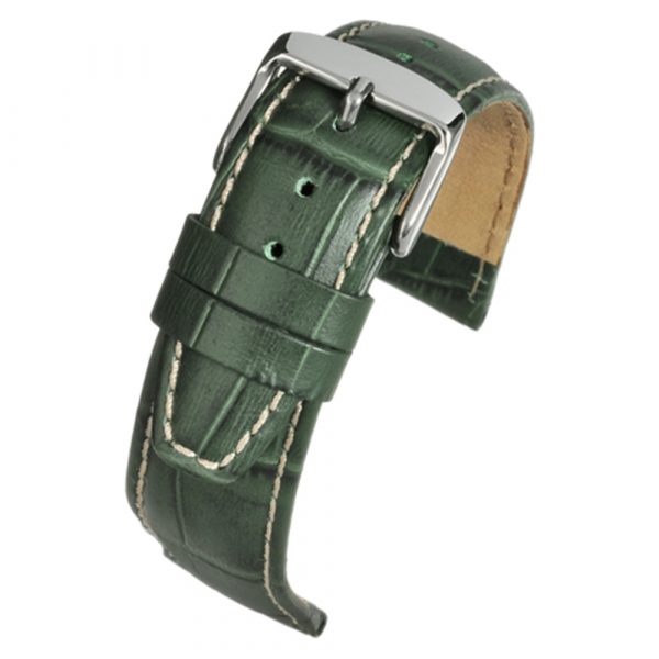 Green alligator grain leather watch strap model WH606