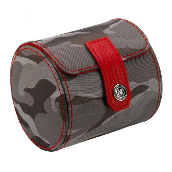 Rapport Hunter single watch roll grey camouflage canvas with a red interior model D292