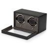 Wolf Cub Pebble double watch winder with cover in black model 461203
