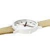 Mondaine Essence watch with 41mm white case and sand strap model MS1.41110.LS