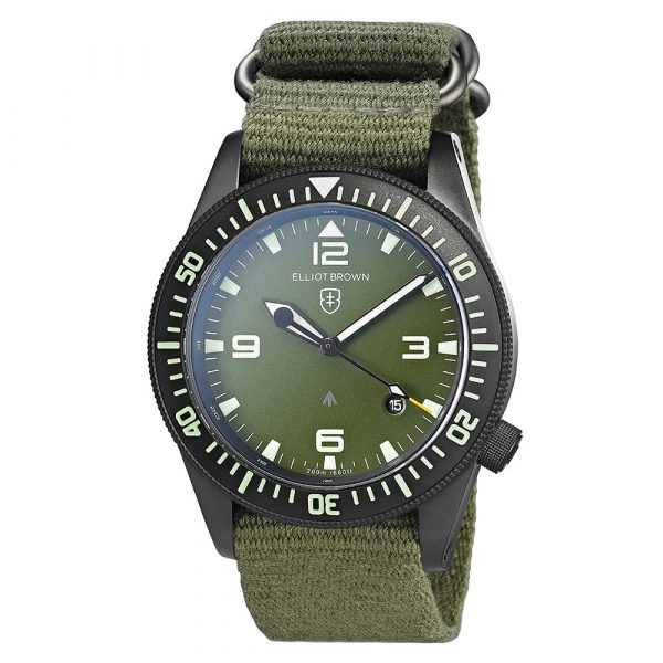 Elliot Brown Holton automatic watch with green dial and strap model 101-002-N01