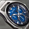 Bulova Curv chronograph men's watch with blue dial and stainless steel bracelet model 98A205