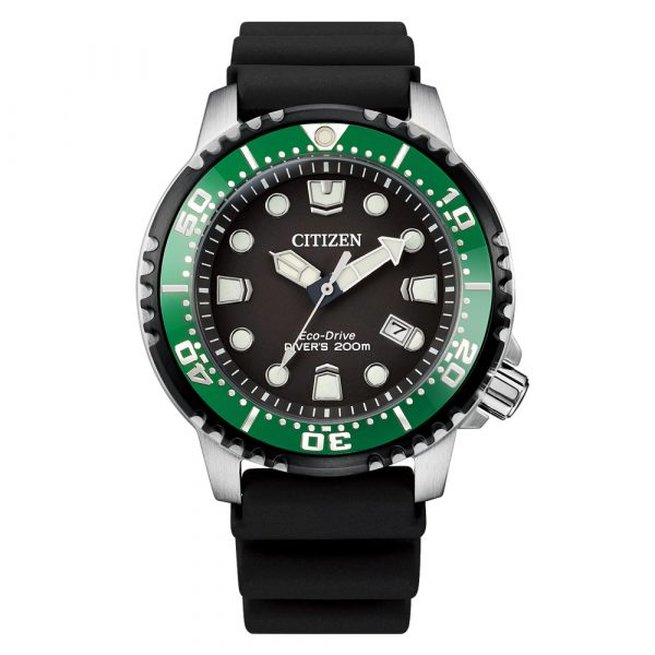 Citizen Promaster 200m diver's watch with green bezel and black dial model BN0155-08E